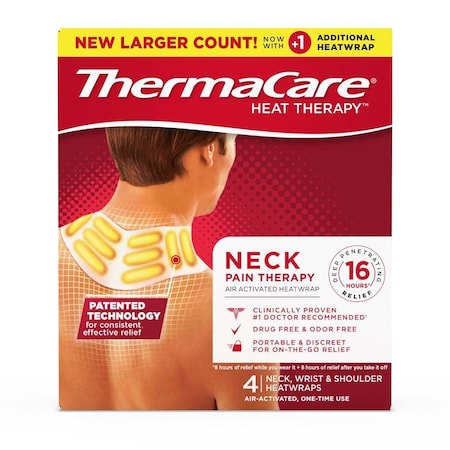 Thermacare Instant Hot Patch HeatWraps Neck / Shoulder / Wrist, OS, Nonwoven Material, Disposable, 4PK 1242366_BX
