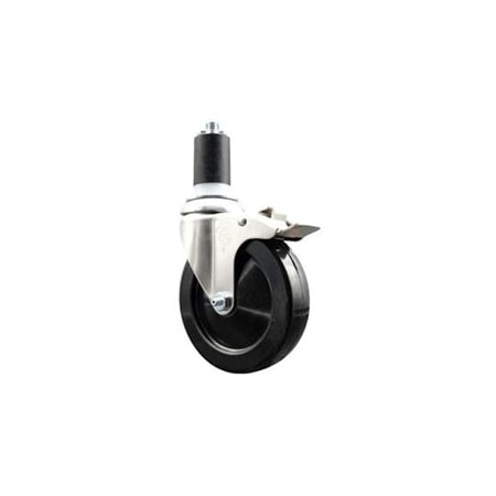 Service Caster 5 Inch 316SS Hard Rubber Swivel 1-1/2 Inch Expanding Stem Caster Lock Brake SCC SCC-SS316TTLEX20S514-HRS-112