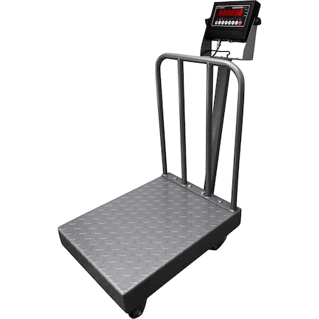 Selleton Scales Diamond Plate Bench Scale with Backrail & Wheels, 24 in x 24 in SL-915-BWD-24X32