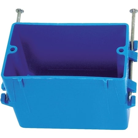 Carlon Outlet Box, 1 -Gang, 4 -Knockout, PVC, Blue, Captive Nail Mounting B118A