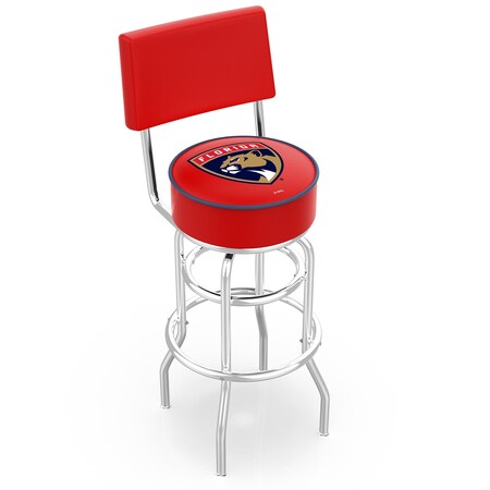 Holland Bar Stool Co 30" Chrome 2-Ring Florida Panthers Swivel Bar Stool, Back L7C430FlaPan