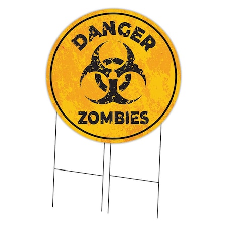 Signmission Corrugated Plastic Sign With Stakes 36in Circular-Danger Zombies C-36-CIR-WS-Danger Zombies