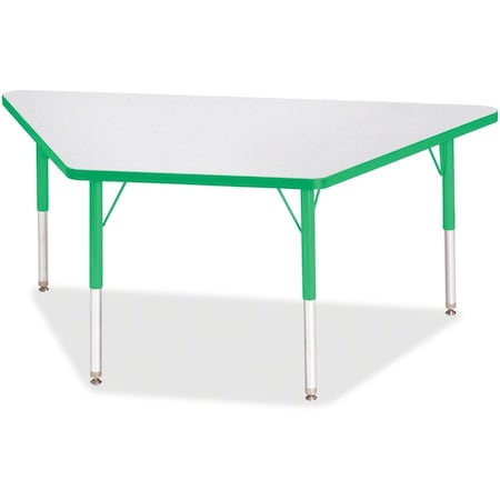 Jonti-Craft Berries Trapezoid Activity Tables, 30 in. x 60 in., E-height, Freckled Gray/Green/Gray 6443JCE119