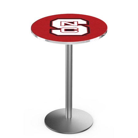 Holland Bar Stool Co 36" Stainless Steel North Carolina State Pub Table, 36" dia. Top L214S3636NCarSt