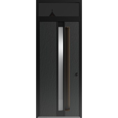 Vdomdoors Aluminum Door with Hidden Handle Hiddex 0155 Ardesia Nero Entry Steel Metal Modern Painted W36xH80+ HIDDEX0155EXD-BLK-W36xH80+16-RH-I