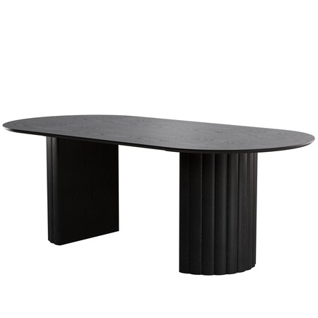 Homeroots 86" Black Wood Double Pedestal Base Oval Dining Table 720670