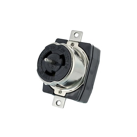Leviton Locking Receptacle, 50 A, 250V AC, Black CS8369