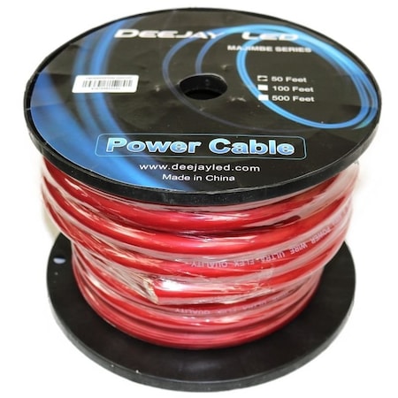 Deejay Led 0-Gauge 50 Foot Red Aluminum Copper Cable TBH050REDALUMCOP