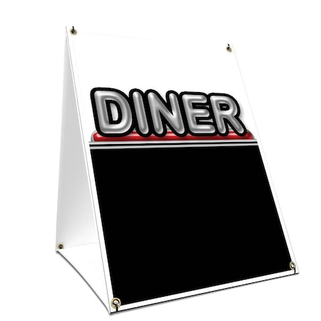 Signmission Diner, 36 Inch x 24 Inch A-frame Yard Sign, Plastic Sign SBC-2436-Diner