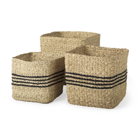 Homeroots 19" Gray Water Hyacinth Basket 609424