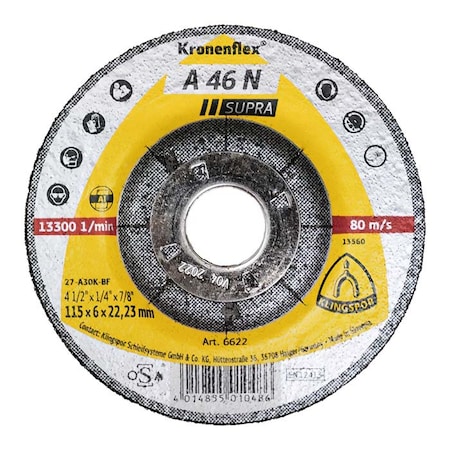 Klingspor A46N Supra Grinding Disc 7 x 1/4 x5/8-11 T27, 10PK A46N1786.022A