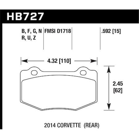 Newalthlete PC Rear Brake Pads for 2014 Chevrolet Corvette NE3881273