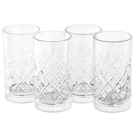 Gibson Home 4 Piece 16 Ounce Diamond Embossed Glass Tumbler Set 142175.04