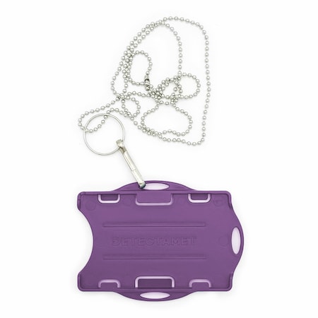 Detectamet Detectable Swipe Card Holder double sided with Neck Chain Purple, 10PK 212-T889-A55-P07