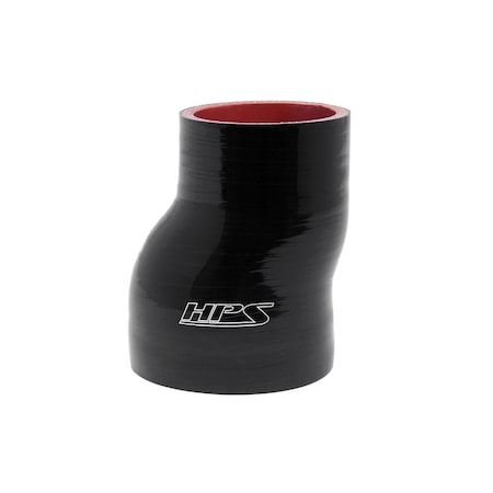 Hps Performance 3-1/2 in - 4 in ID x 6 in L, 4-Ply High Temp Reinforced Silicone Offset Reducer Coupler Hose, Black HTSOR-350-400-L6-BLK