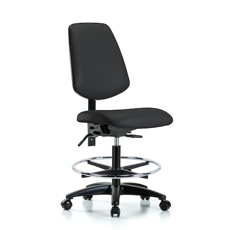Blue Ridge Ergonomics Medium Bench Chair No Arms, 22" to 29" Height, Vinyl, Black BR-VMBCH-MB-RG-T0-A0-CF-RC-8540