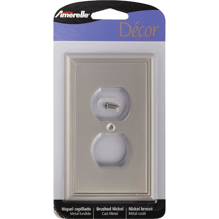 Amerelle Metro Line 1-Gang Cast Metal Outlet Wall Plate Brushed Nickel 77DBN