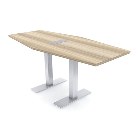 Skutchi Designs 6 Person Conference Table With Power Unit | 6' Hexagon Table | Harmony Series HAR-HEX.IR-36X72-T-K525-ESIL