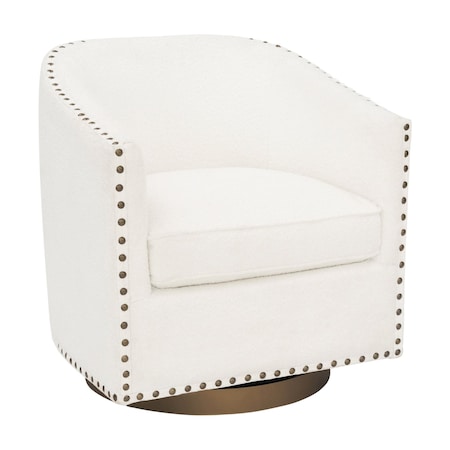 Flash Furniture Myles Club Style Commercial Barrel Accent Armchair, 360° Swivel Metal Base, Cream Boucle Upholstery BS-AC22-061-CRM-BCL-GG