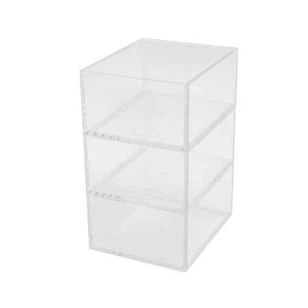 Martha Stewart Brody 3 Pack Stack and Slide Plastic Tray Office Desktop Organizer, 3 x 3.75 BE-PB4517-3-CLR-MS