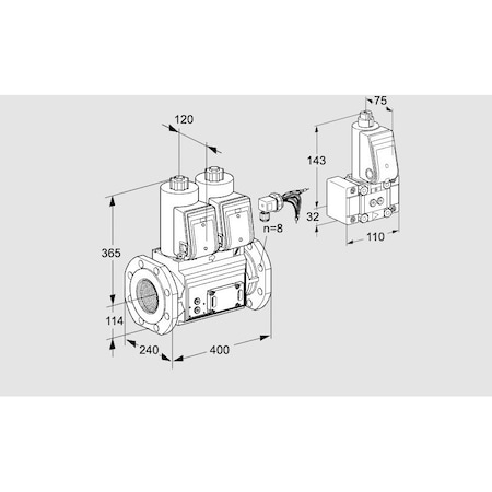 Honeywell Kromschroder Gas Solenoid Valve - VCS Series, Auto Shut-Off, 500 mbar, IP65 Rated KS88206529