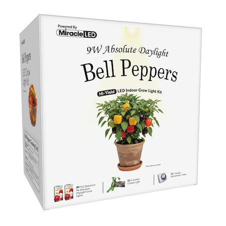 Miracle Led Bell Peppers Starter Grow Light Kit, 4-Socket Full Spectrum LED Lights, 2- Pack, 2PK 803870