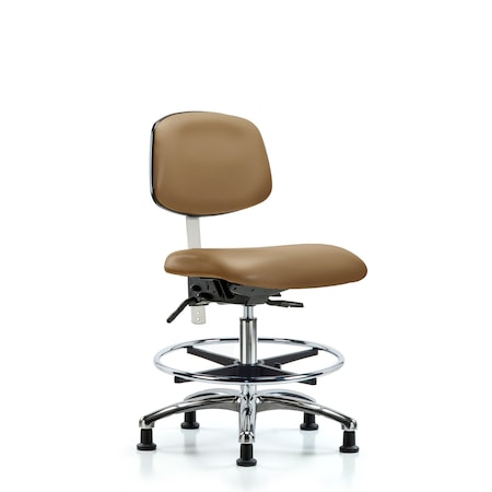 Blue Ridge Ergonomics Clean Room Chair Med Ben Chair, Vin, Chr, CF, Gld, Taupe, CL100, No Arms, 22" to 29" Height, Vinyl, Taupe BR-NCR-VMBCH-CR-T0-A0-CF-RG-8584