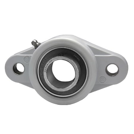 Ami Bearings SINGLE ROW BALL BEARING - 1-11/16in WIDE SET SCREW WHITE 2-BOLT FLANGE UCNFL209-27W