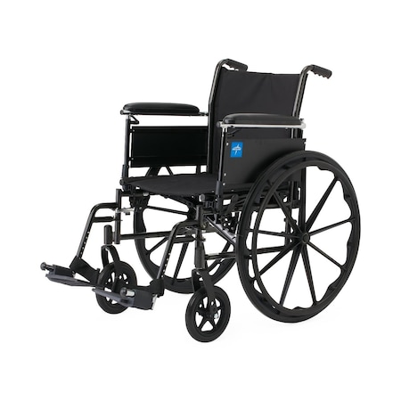 Medline K3 Guardian 20in Wide Wheelchair with Height-Adjustable Full-Length Arms and Swing-Away Footrests K3206N44S