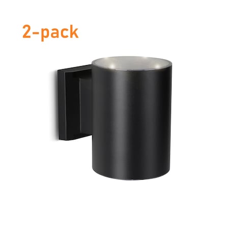 Techko Outdoor Solar Wall Light Cylinder Aluminum Metal Black Sconce , 2PK STL-311-1 (2-pack)
