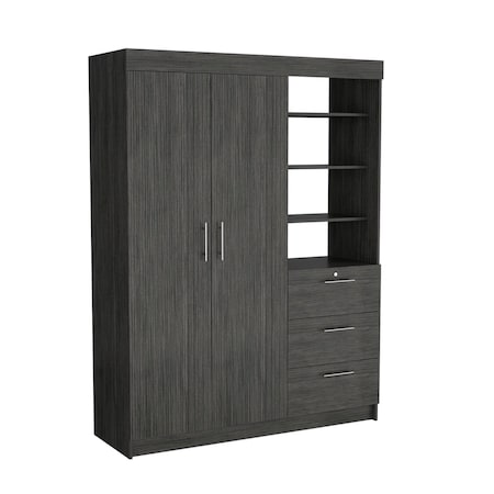 Homeroots 59" Gray Three Drawer Combo Dresser 552276