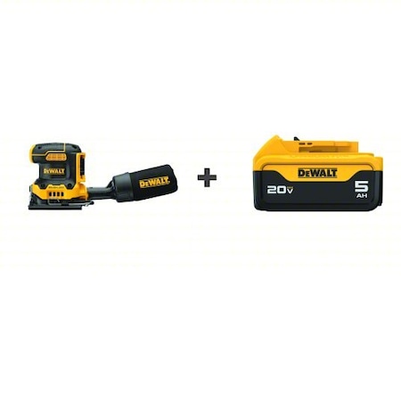 Dewalt Cordless Sheet Sander, 14000RPM, H 5.3 in DCW200B/DCB205