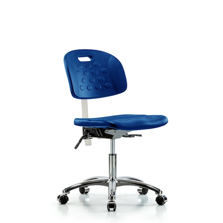 Blue Ridge Ergonomics Poly Clean Room Chair, Desk, Tilt, Casters, Blue BR-CLR-HPDHCH-CR-T1-A0-CC-BLU