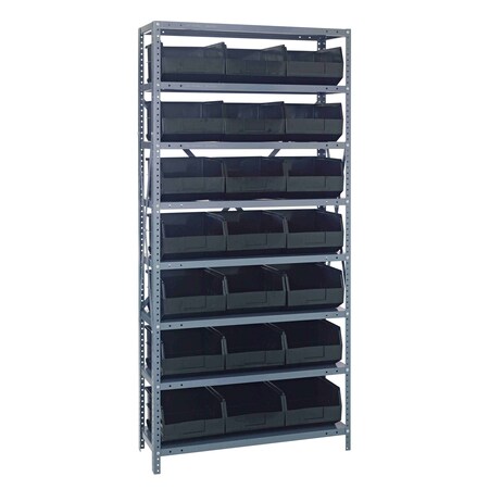 Quantum Storage Systems STEEL SHELVING UNIT W/ 21 BINS BLACK 1275-425BK