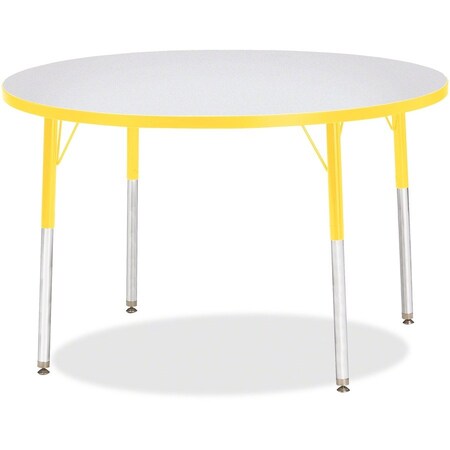 Jonti-Craft Berries Round Activity Table, 42 in. Diameter, A-height, Freckled Gray/Yellow/Gray 6468JCA007