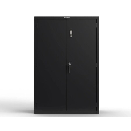 Strong Hold Storage Cabinet, 72 in H, 48 in W, 24 in D, Swing, Electronic Lock; Keyed Lock; Padlock Hasp, Black 46-243-EK-P