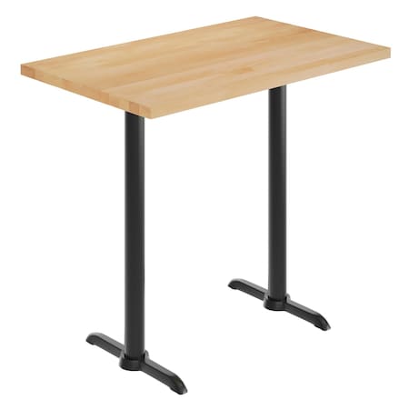 Flash Furniture Bennett 30 in x 48 in Solid Wood Indoor Tabletop in Natural with Dual 5 in x 22 in Bar GSF-REC3048-NAT-T0522B-GG