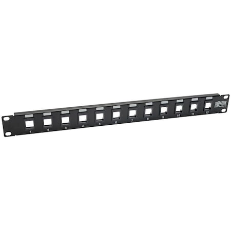 Eaton Tripp Lite Series 12-Port 1U Rack-Mount Unshielded Blank Keystone/Multimedia Patch Panel, RJ45 N062-012-KJ
