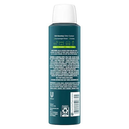 Degree Men Active Fresh Scent Aluminum Free Whole Body Deodorant Spray, 4 Ounce, 12PK 64764106