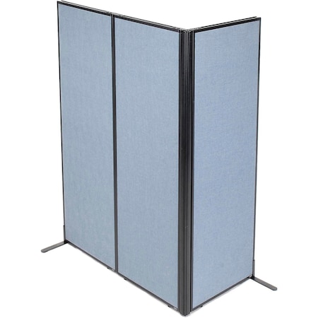 Global Industrial Interion Freestanding 3-Panel Corner Room Divider, 24-1/4"W x 72"H Panels, Blue 695095BL