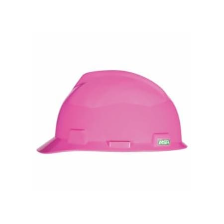 Msa Safety V-Gard Slotted Hard Hat Cap, Fas-Trac III Suspension, Hot Pink 454-10155230