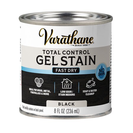 Varathane One Step Water-Based Gel Wood Stain, Black, 1/2 Pint 245278