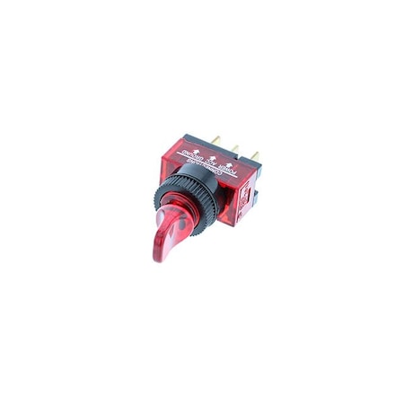 Switch Components Duckbill Toggle, 3P SPST OFF-ON, Red Bulb TE6-1A-DC-1-RL
