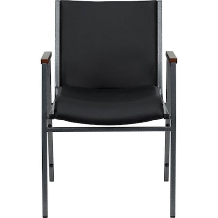 Flash Furniture Stack Armchair, Blk Frame Fnsh, Blk Vinyl XU-60154-BK-VYL-GG
