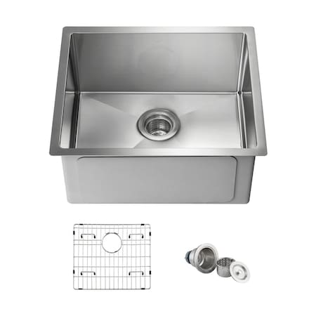 Kibi 21in Handcrafted Undermount Single Bowl 16 gauge Stainless Steel Kitchen Sink K1-S21