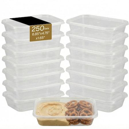 Eco Harmony Products Microwaveable Food Container Tray with Lid, White/Translucent, 500ml, 250PK 804564