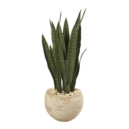 Dare2Decor 32 in. Sansevieria Artificial Plant in Sand Colored Planter DA3075253