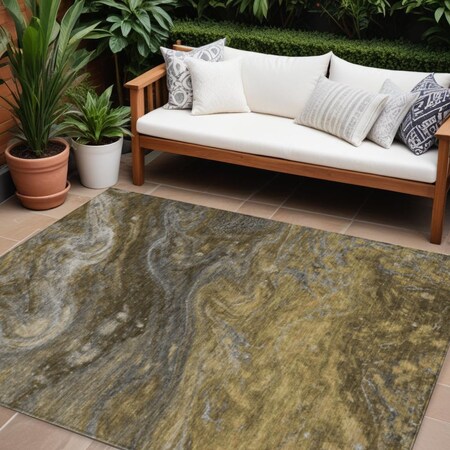 Homeroots 9' X 12' Brown Taupe And Chocolate Abstract Washable Indoor Outdoor Area Rug 577827