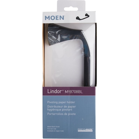 Moen Lindor Wall Mount Pivoting Toilet Paper Holder Matte Black MY8708BL