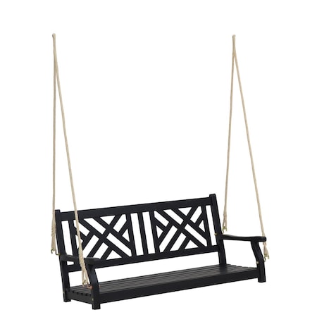 Living Accents 2 Person Black Wood Porch Swing K020-40V0